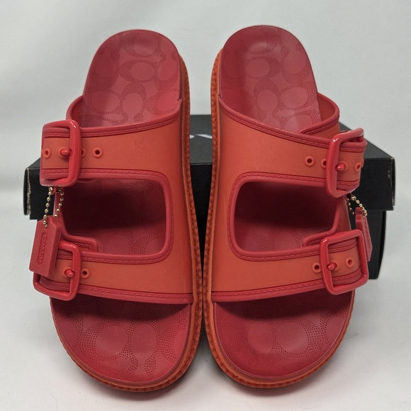 Coach Lucy Platform Slide In Red Orange - Picture 2 of 7